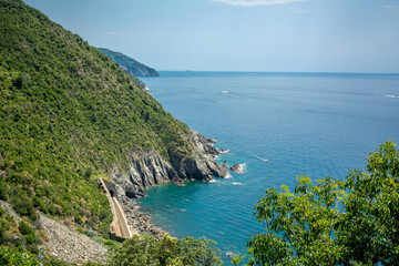 Horizontal View of the Coastline on the Sea between Corniglia and Vernazza