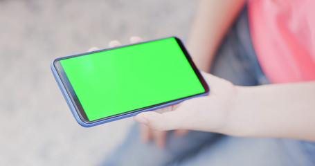 woman with green screen