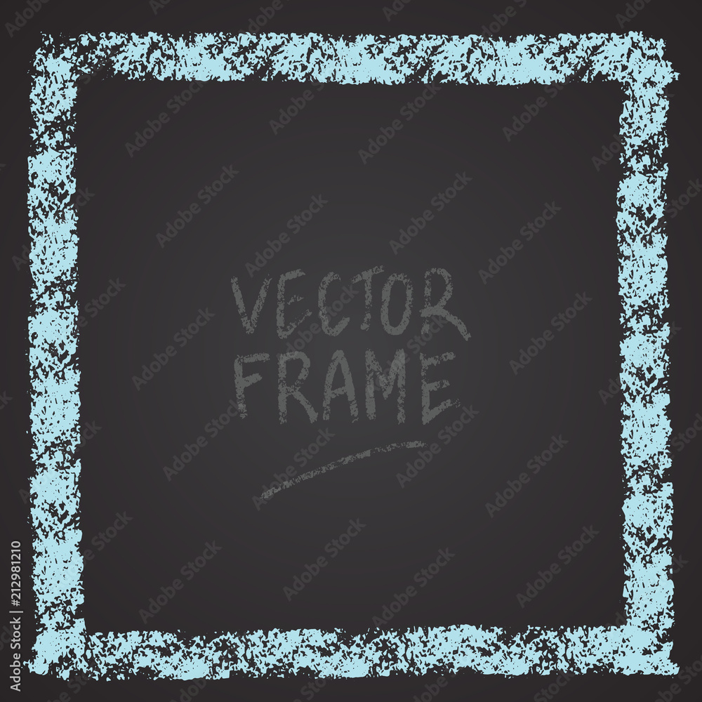 Poster frame drawn with a crayon. wax crayon empty shape. vector image of hand drawn stroke frame. blue sgu