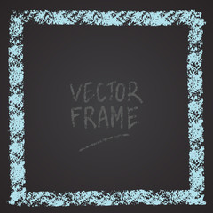 Frame drawn with a crayon. Wax crayon empty shape. Vector image of hand drawn stroke frame. Blue sguare outlined shape.