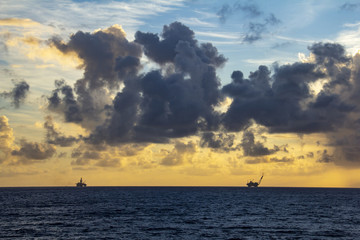  Area of work offshore on the high seas, the oil industry and a beautiful day and sunset, MORE OPTIONS IN MY PORTFOLIO 