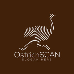 Ostrich Scan technology logo vector element. Animal Technology Logo template