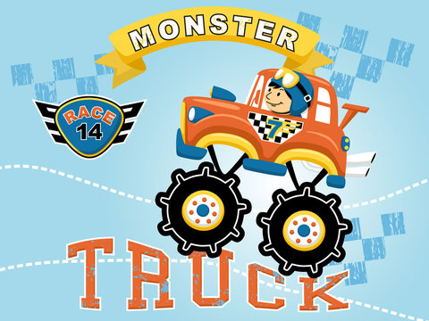 monster truck cartoon vector