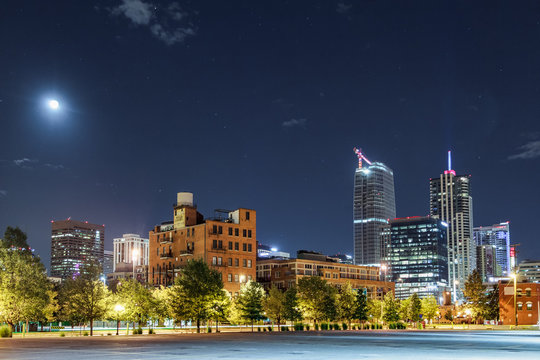 Downtown Denver,  Colorado  Under A Full Moon