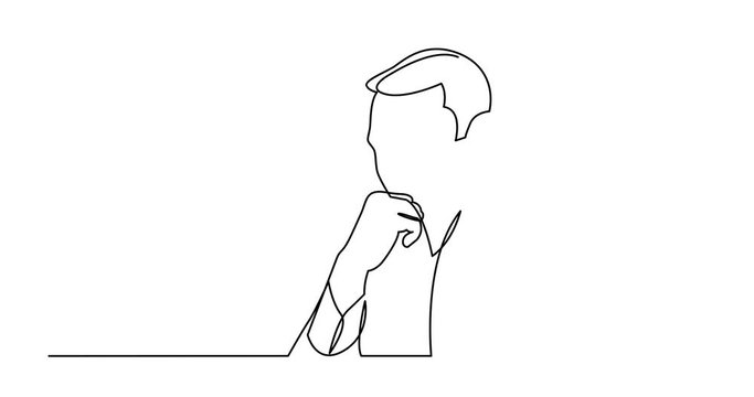 Animation of continuous line drawing of worried man