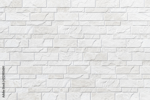 Modern White Stone Tile Wall Pattern And Background Stock