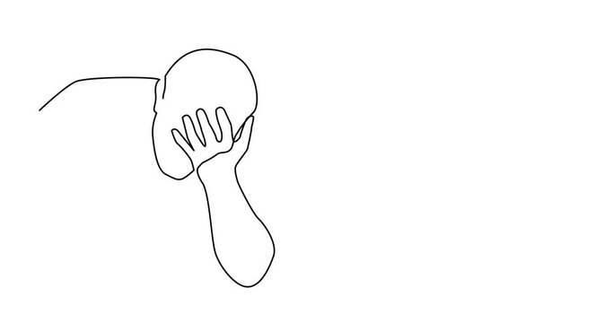 Animation of continuous line drawing of man in despair