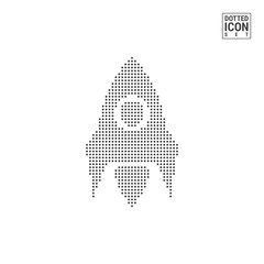 Rocket, Startup Dot Pattern Icon. Rocket Dotted Icon Isolated on White Background. Vector Icon of Rocket