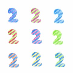 Set of children's numbers. Color digit 2