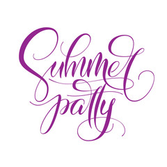 Summer party typography on white isolated background. Modern pen calligraphy. Vector template for banner, poster, flyer, card, postcard, cover, brochure.