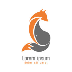 Obraz premium Creative modern fox logo design template two tone orange and gray color. Symbol wild animal isolated on white background, vector and illustration.