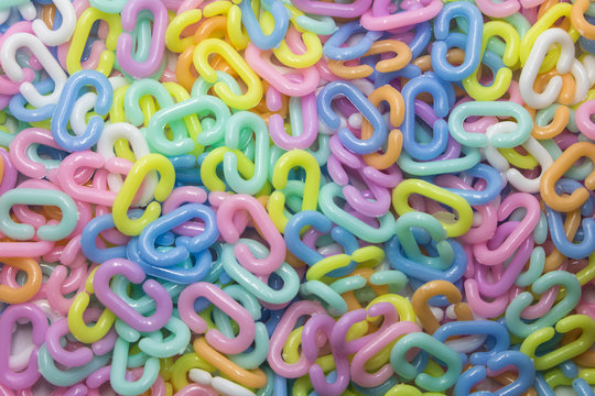 Pastel color of plastic chains texture. Abstract background.toys concept for recreation © MRkringsak