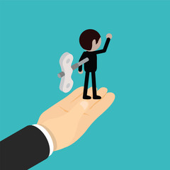 Businessman with wind-up key