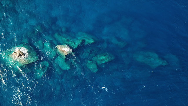 Aerial drone photo coastline and ocean 