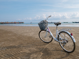 Fototapeta na wymiar Bicycle beside the beach.
