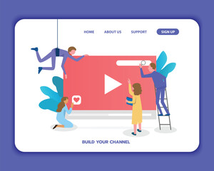 video social media marketing. vector illustration