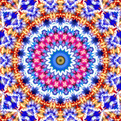 Colorful digital art, Oriental pattern, geometric texture, Mystical motif,  Abstract background, Fantastic design. 