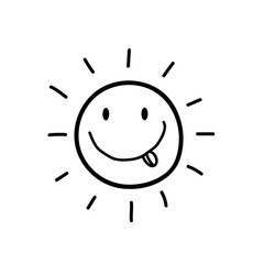 black silhouette of smiling sun with tongue out icon