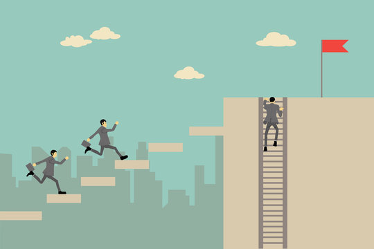 Competitive business people who are highly effective will find Path to the goal.Business concept vector illustration