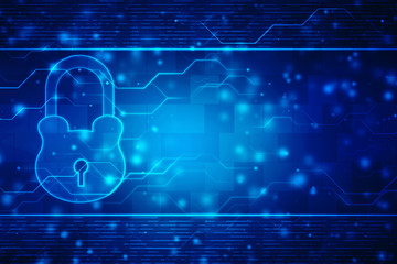 2d illustration Safety concept: Closed Padlock on digital background, Security background