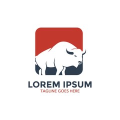 Unique bison logo template. vector. editable. simple shape. minimalist color. memorable