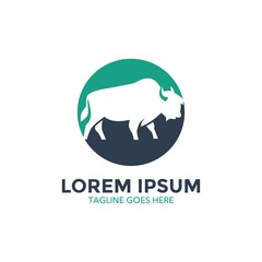 Unique bison logo template. vector. editable. simple shape. minimalist color. memorable
