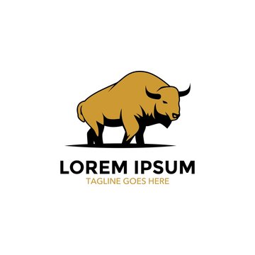 Unique bison logo template. vector. editable. simple shape. minimalist color. memorable