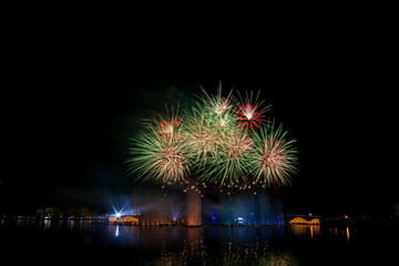 Beautiful fireworks in the night sky.