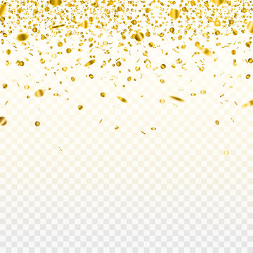 Stock vector illustration gold confetti isolated on a transparent background. EPS10