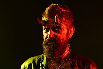 Halloween man demon on black background