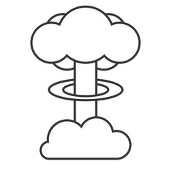 Atomic bomb, outline design on white background