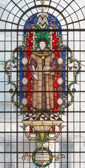 LONDON, GREAT BRITAIN - SEPTEMBER 14, 2017: The saint martyr Thomas More on the stained glass in...