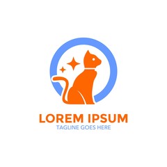 Unique cat logo template. vector. editable. simple shape. minimalist color. memorable