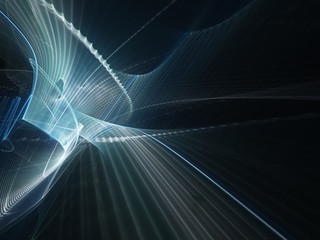 Abstract blue and black background texture. Dynamic lines and halftone effects pattern. Detailed fractal graphics. Science and technology concept.