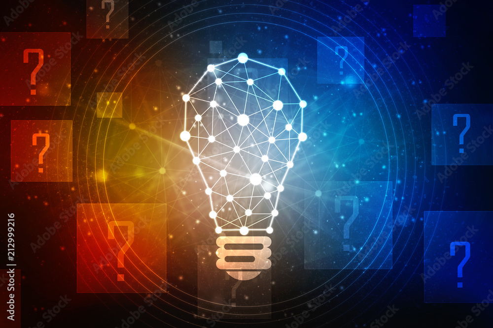 Poster 2d rendering led white lightbulb