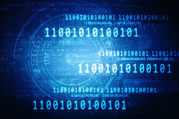 Obraz premium 2d illustration abstract digital binary data on computer screen 