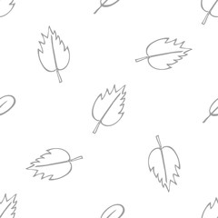 Seamless vector pattern with different monochrome autumn leaves.