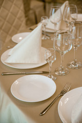 Elegant serving of a festive dinner in the restaurant table