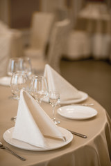 Elegant serving of a festive dinner in the restaurant table