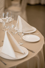 Elegant serving of a festive dinner in the restaurant table