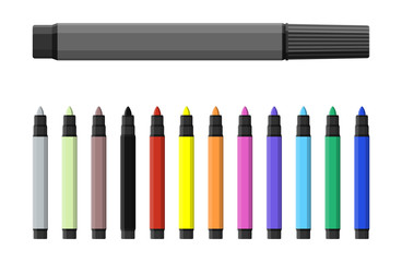 Markers pen. Set of varioust color markers. - obrazy, fototapety, plakaty