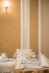 Elegant serving of a festive dinner in the restaurant table