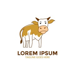 Unique cow logo template. vector. editable. cartoon. mascot. character. minimalist color. memorable