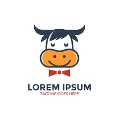 Unique cow logo template. vector. editable. cartoon. mascot. character. minimalist color. memorable