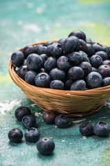 Fresh ripe blueberry in basket