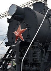 Old Soviet locomotive at the station