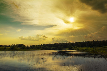 Sunset over the river
