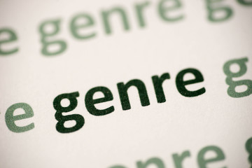word  genre  printed on paper macro