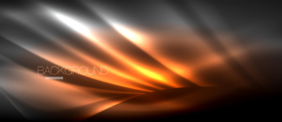 Neon glowing wave, magic energy and light motion background. Wallpaper template, hi-tech future concept