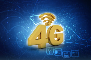 3d rendering 4G symbol wifi
